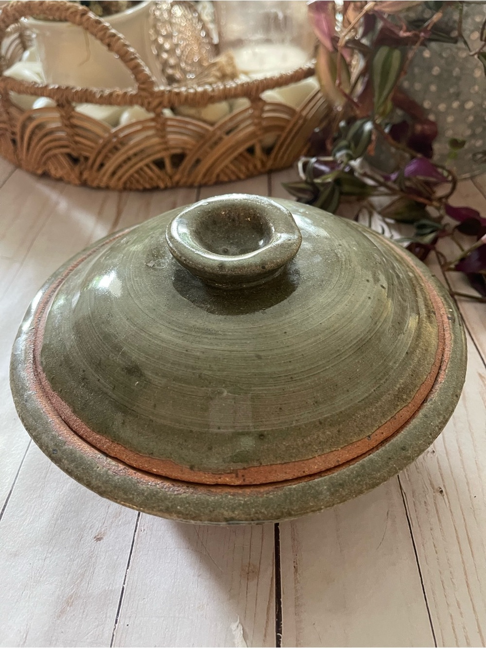 Handcrafted Green Ceramic Covered Casserole Dish - Artisan Bakeware